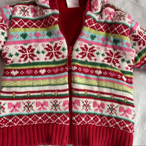 Wonder Kids 18M lined Christmas sweater. Zip up, very thick unisex red green - Picture 7 of 7